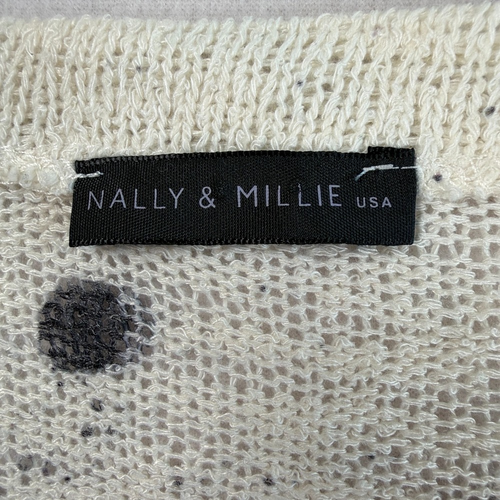 Nally and Millie Splatter Print Knit Sweater Sz XL Black Cream Oversized Grunge - Picture 6 of 7